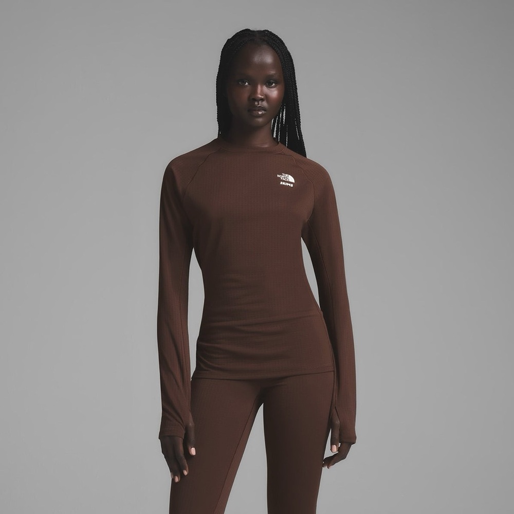 Skims x the north face dotknit long sleeve top cocoa size L